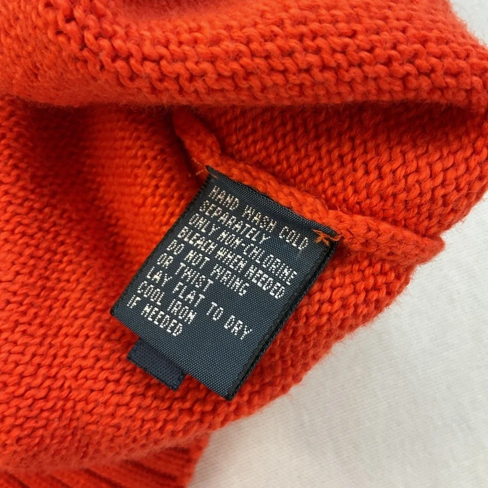 Vintage Polo Ralph Lauren Sweater Men Sz L Knit 1/4 Zip Pullover 90s Orange Pony